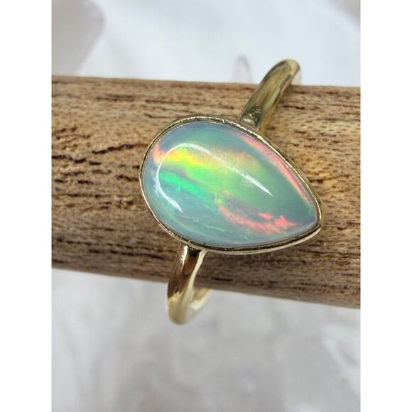 ⨠Ethiopian Opal Ring 18K Gold Plated 925 Size 6 ⨠- Picture 1 of 5